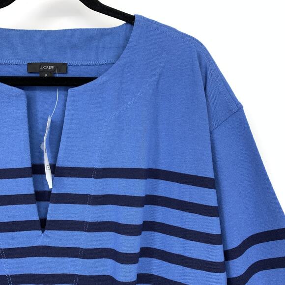 J.Crew Mariner Cloth Tunic Blue Two Tone Womens Sz S Split Neck 100% Cotton NEW - Picture 3 of 7